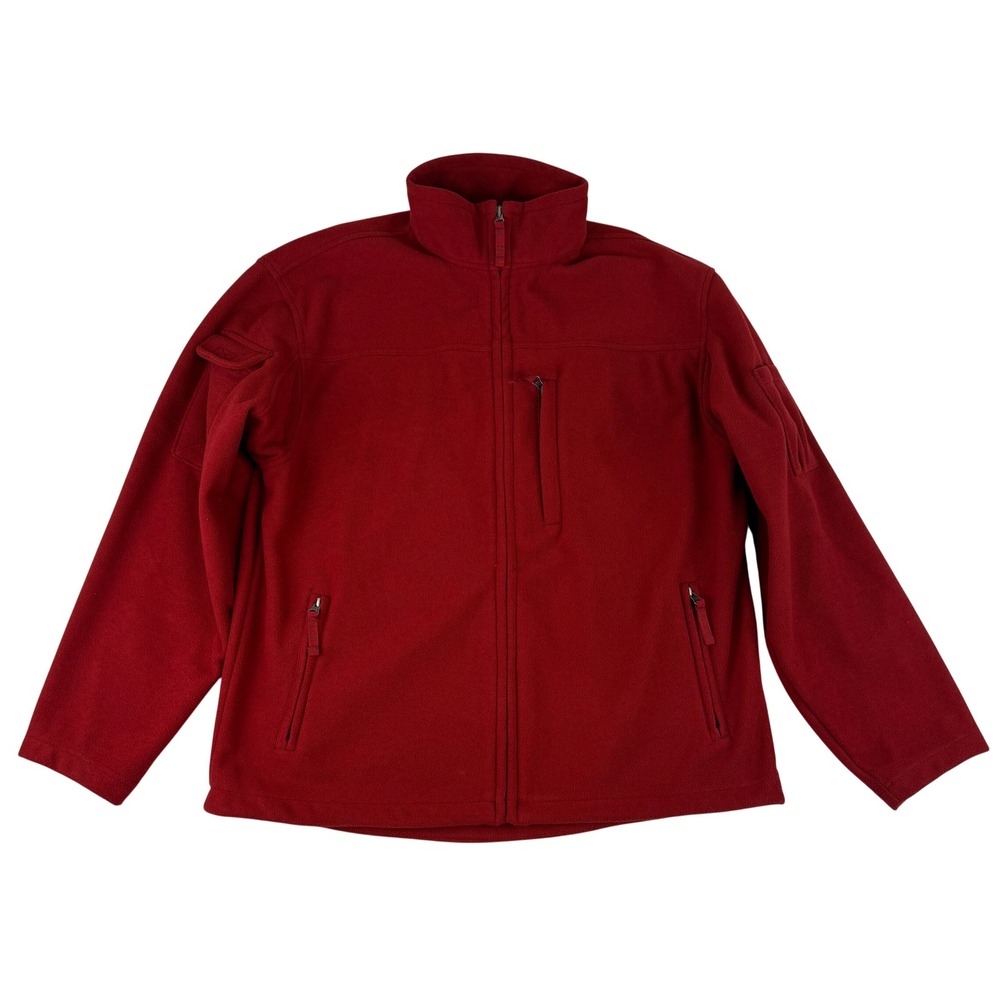 Duluth Trading Co Fleece Jacket Mens Large Red Full Zip Utility Pockets 26706